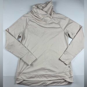 Apana crossover Mockneck Yoga long sleeve sweatshirt in tan size large